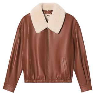 诗篇专选时髦复古轻涂油蜡感皮衣夹克外套2025冬款