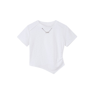 Jamor简约不规则主义穿搭白色T恤2026春夏季新款显瘦好搭上衣