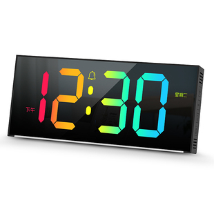 三每彩色LED时钟科技感电竞氛围灯桌面挂墙遥控器RGB闹钟个性创意