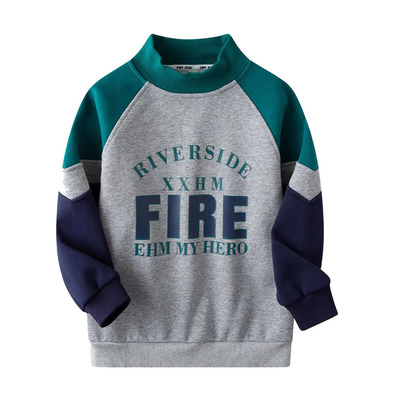 童装冬季男童纯棉休闲拼接卫衣朝