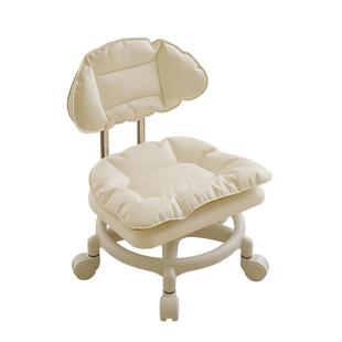 三梦万向轮小凳子家用滑轮矮凳可移动客厅软包板凳儿童靠背小椅子