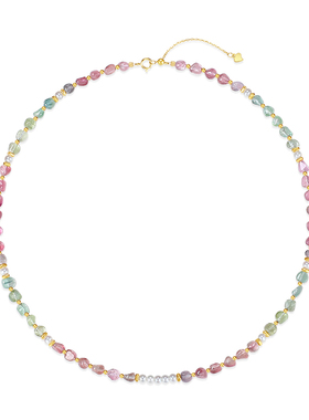 原矿糖豆碧玺马卡龙色项链女
