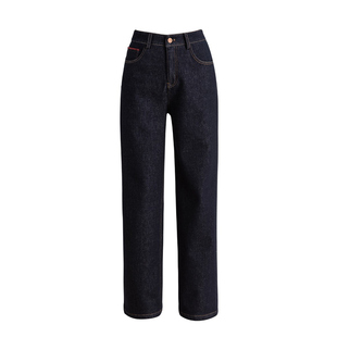 绿袖子加绒加厚弹力牛仔裤冬款窄版直筒高腰显瘦包容度高大码女裤