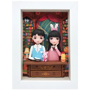 CC手工坊 diy粘土软陶照片定制人偶相框情侣闺蜜结婚生日礼物