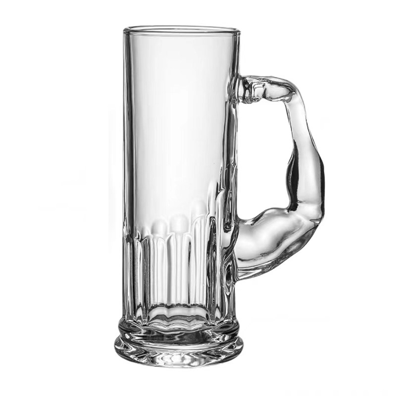 大力士啤酒杯带把大容量磨砂水杯