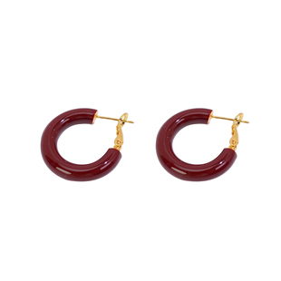 珐琅圆圈耳环2025新款爆款高级感耳扣简约气质圆形耳钉复古风耳饰