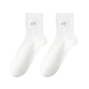 灰色袜子女款秋冬季ins潮韩系纯棉中筒袜诸暨长筒女士跑步运动袜