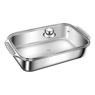 316不锈钢烤鱼盘家用长方形烤鱼托盘加深烧烤盘烤鱼炉通用不粘盘