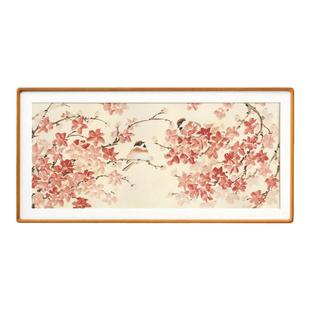 张英琦x床头装饰画新中式花鸟鸿运当头好事成双红色横版卧室挂画