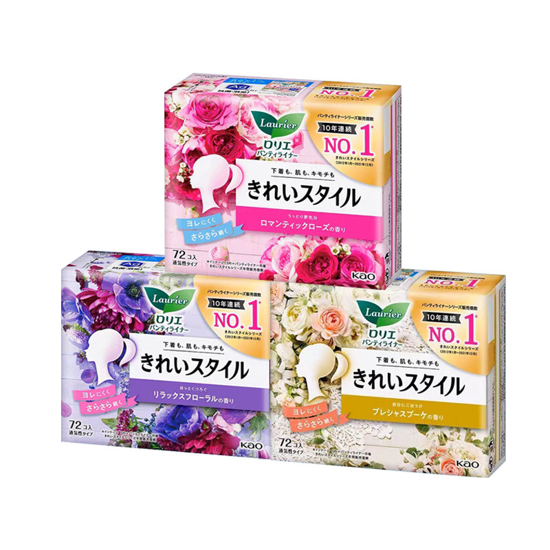 【自营】日本进口KAO/花王乐而雅轻薄透气护垫卫生巾香味72片*2包