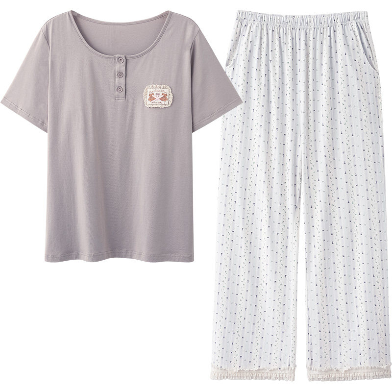 马克公主带胸垫碎花睡衣女夏莫棉