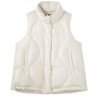 布景羽绒服女冬季新品简约松紧下摆无袖立领短款背心外套1464