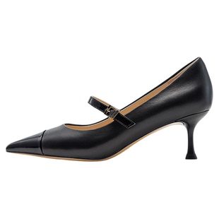 【清仓款】Nine West/玖熙浅口单鞋尖头法风玛丽珍鞋绊带高跟女鞋