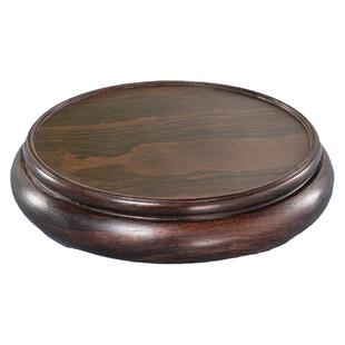 实木黑檀圆形底座红木花瓶盆景摆件原木玉器紫砂茶壶香炉福字木托