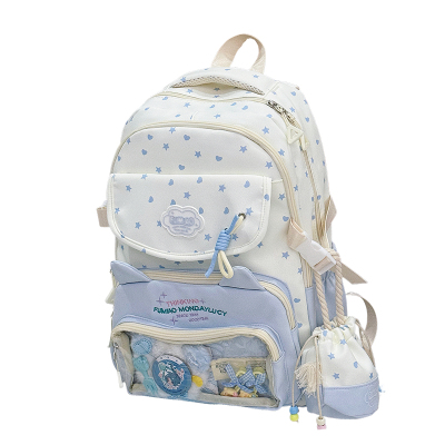 可爱星星猫咪初中生书包高中大容量学生双肩包小清新少女痛包娃包