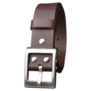 不锈钢风尘扣腰带头层牛皮男针扣FC扣真皮皮带青年休闲高档手工38