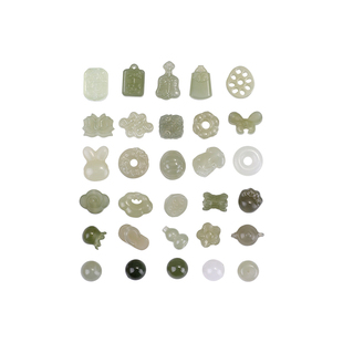 和田玉手串散珠配珠平安扣diy配件玉石葫芦天然白玉项链吊坠配饰