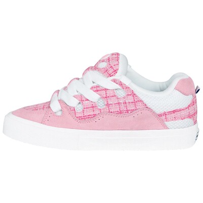 顽刻粉色小香风情侣滑板鞋