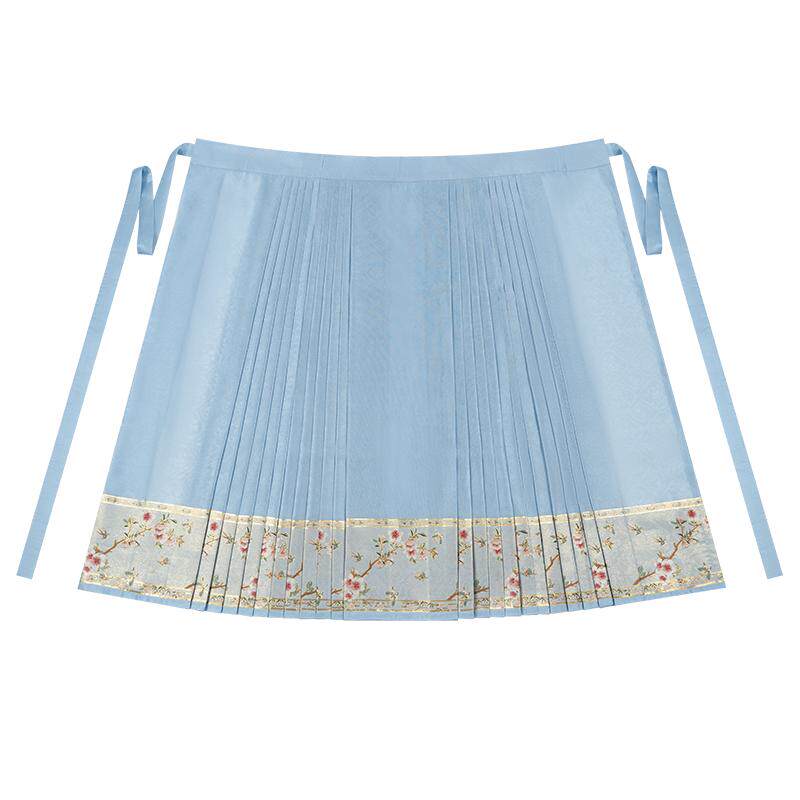 玉琼楼原创设计十二花神桃花明制汉服仿妆花织金马面裙成品和布料