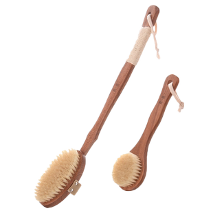 素一素二长柄洗澡刷猪鬃软毛搓背刷子搓澡巾沐浴刷干刷神器后背刷