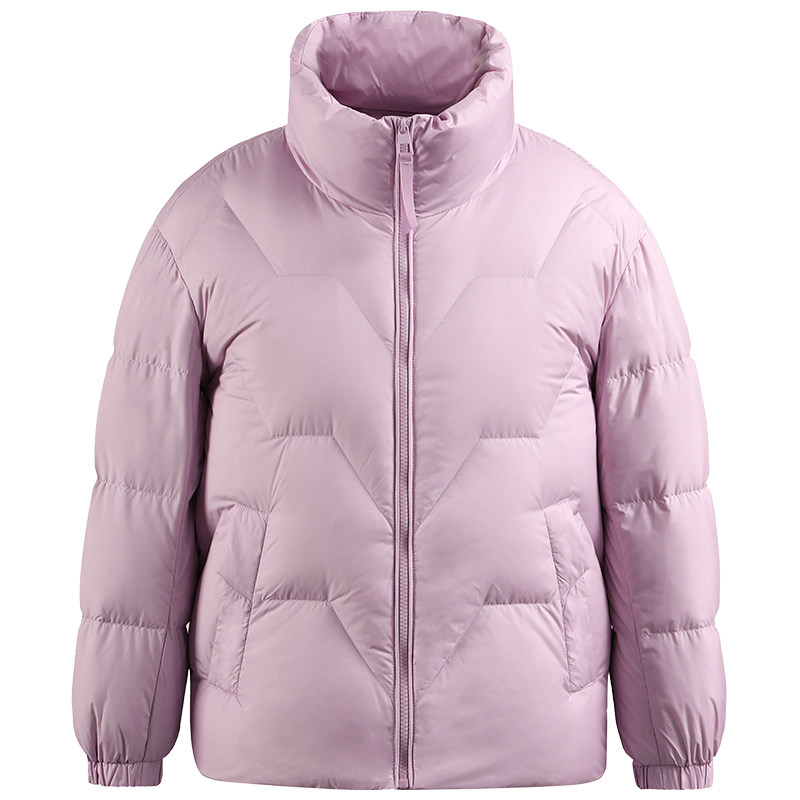 【鹅绒】雪中飞2024冬季新款简约设计感羽绒服女短款时尚纯色立领