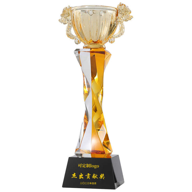 琉璃水晶奖杯定制优秀员工纪念品