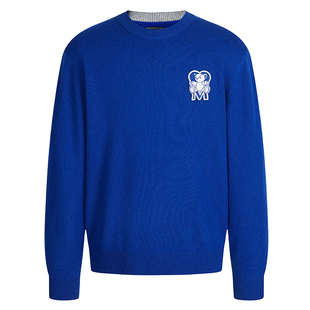 【纯羊毛】Mangano曼加龙 圆领针织衫秋冬季时尚毛衣纯色羊毛衫男