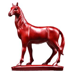 木雕马摆件红马到成功生肖实木马摆件家居办公室客厅工艺装饰摆件