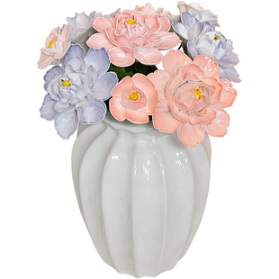 【专属搭配】景德镇陶瓷花艺术风仿真花大号牡丹客厅摆件乔迁花束