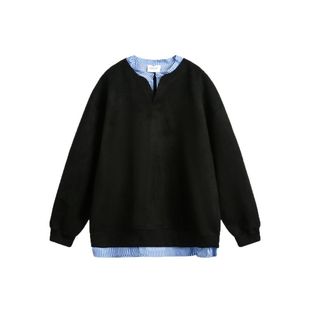 wtmp日系复古撞色拼接假两件衬衫卫衣男女潮牌宽松休闲翻领上衣