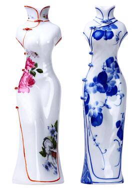 青花瓷手绘工艺品陶瓷花瓶摆件
