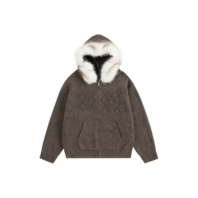 ATRY毛领针织衫毛衣男女开衫外套