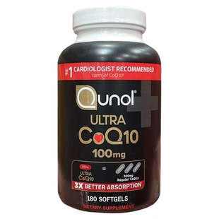 酋诺Qunol加强版辅酶Q10心肌护心180粒3倍吸收氧化型美国直邮