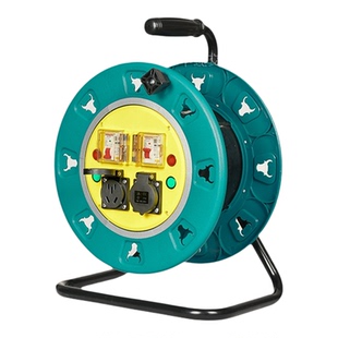 220V二机二控双座双控一机一闸防雨移动电缆盘电源接线盘绕卷线盘