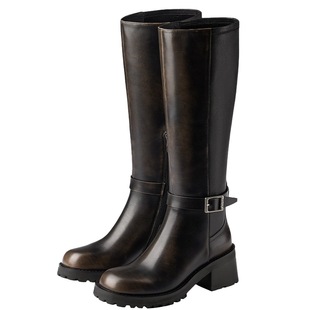 明星同款73hours女鞋安可舞台冬季新款棕色雅丹风长筒靴骑士靴女