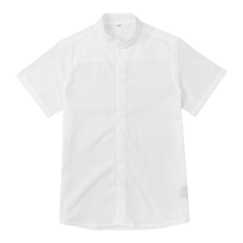 学生英伦校园白色短袖校服立领衬衫春秋纯棉学院弹力男童校服