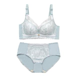 白色无钢圈聚拢内衣女小胸显大秋冬蕾丝中厚款文胸罩套装性感上托