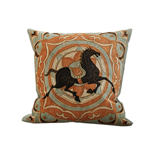 中古风马年沙发抱枕敦煌复古高级靠枕可拆洗抱枕套含芯卧室靠背垫