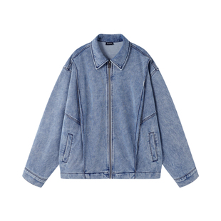 BJHG不计后果丹宁夹克外套男款春季美式做旧拼接潮牌仿牛仔开衫女