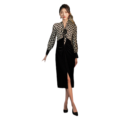 EAHCHANIE优雅桑蚕丝连衣裙