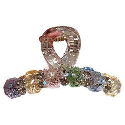 网红时尚渐变棕水晶抓夹女轻奢后脑勺盘发夹高端春夏新款发抓头饰