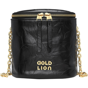 金利来真皮女包单肩圆筒包2026新款迷你手机包小包时尚斜挎链条包