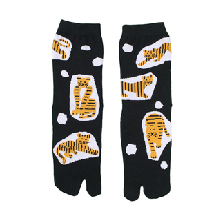 袜子铺子2022日本SOUSOU款老寅虎年高筒分趾袜二指袜纯棉女式提花