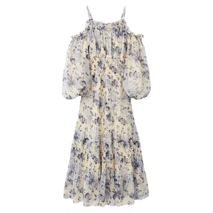 SNIDEL2026春夏新品纽约植物园联名泡泡袖印花连衣裙SWFO261095