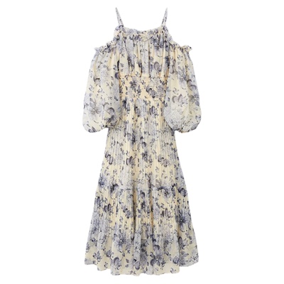 SNIDEL2026春夏新品纽约植物园联名泡泡袖印花连衣裙SWFO261095