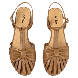 金利来猪笼凉鞋女2025新款夏季女鞋真皮舒适粗跟后空包头罗马凉鞋