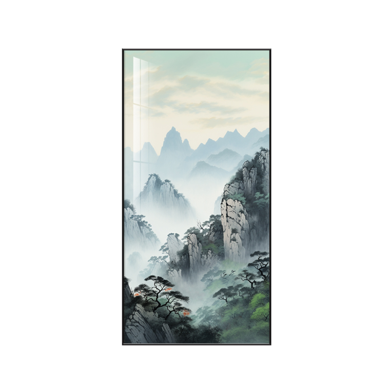 背有靠山玄关装饰画青山图有山无水走廊过道禅意水墨画中式山水画