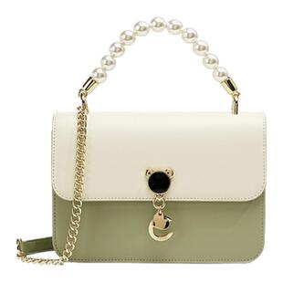 COOGI包包女新款2026轻奢高级感斜挎包珍珠链条手提包单肩小方包