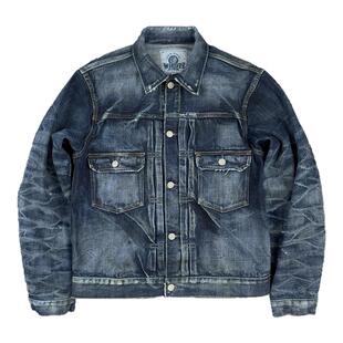 WIROTE威络 午夜渊蓝水洗做旧擦色 合身正肩修身牛仔夹克外套上衣
