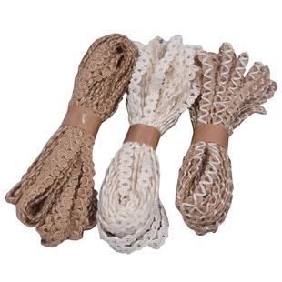 扁麻绳花边手工DIY编织框花篮织带复古装饰黄色波浪民族风辅料FM4